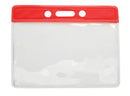 Red Horizontal 3 3-4" x 3" Color Bar Vinyl Badge Holder - 100 Badge Holders 1820-1006 - All Things Identification