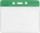 Green Horizontal 4 1-4" x 4 3-8" Color Bar Vinyl Badge Holder - 100 Badge Holders 1820-1104 - All Things Identification