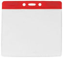 Red Horizontal 4 1-4" x 4 3-8" Color Bar Vinyl Badge Holder - 100 Badge Holders 1820-1206 - All Things Identification