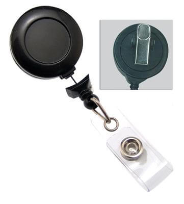 Black Badge Reel with Clear Vinyl Strap | Swivel Spring Clip - 25 - All Things Identification