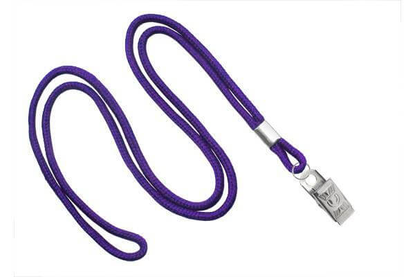 Purple Round 1-8" Bulldog Clip Lanyards - All Things Identification