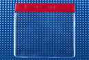 Vinyl Horizontal Badge Holder with Red Color Bar 4" x 3" 406-J-RED - All Things Identification