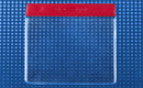 Vinyl Horizontal Badge Holder with Red Color Bar 4" x 3" 406-J-RED - All Things Identification