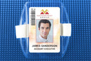 Clear Vinyl Vertical Arm Band Badge Holder with White Strap 2.75" x 3.8" 504-ARFW - All Things Identification
