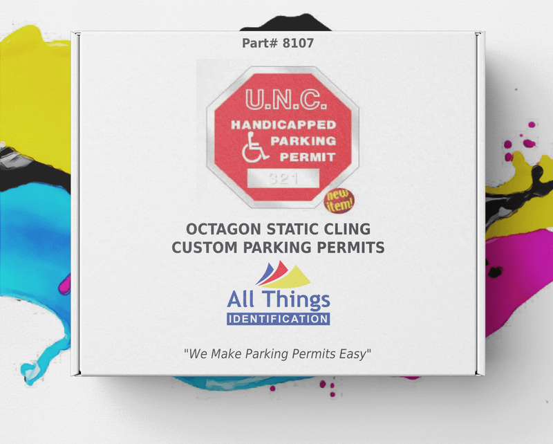 125  Octagon Shape Static Cling Custom Parking Permits - All Things Identification