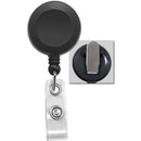 Brady Black Round Badge Reel with Clear Strap and Spring Clip - Black