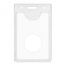 Clear plastic Centegix card holder on a white background