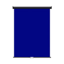 Blue chroma key retractable backdrop, black casing, 36 x 48