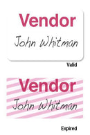 Tempbadge Onestep Self-Expiring Timebadge Adhesive "Vendor" Visitor 02007 - All Things Identification