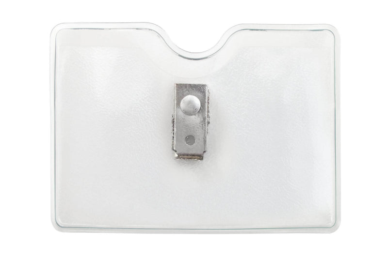Orange Peel Texture Vinyl Horizontal Top-Load Badge Holder with 2-Hole Clip, 3.5" x 2.3" - All Things Identification