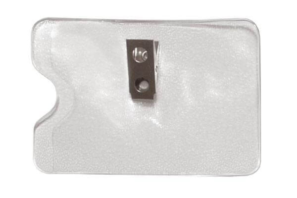 Orange Peel Texture Vinyl Horizontal Side-Load Badge Holder with 2-Hole Clip, 3.5" x 2.3" - All Things Identification