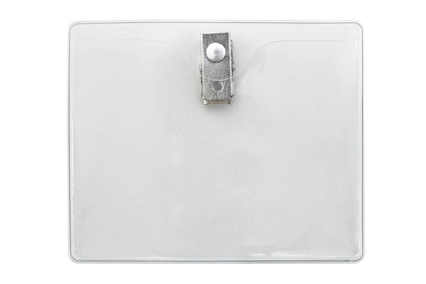 Clear Vinyl Horizontal Badge Holder with 2-Hole Clip, 3.94" x 3.03" - All Things Identification