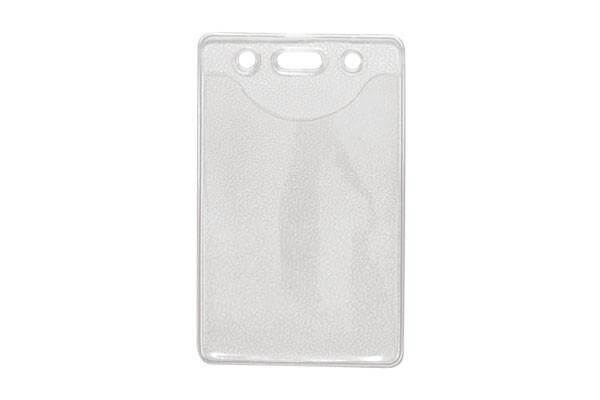 Clear Vinyl Vertical Badge Holder with Slot and Chain Holes, 2.3" x 3.38" - All Things Identification