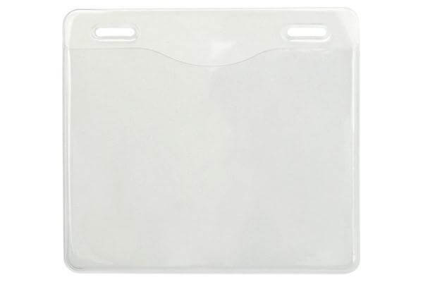 Clear Vinyl Horizontal Badge Holder with 2 Slot Holes, 4" x 3" - All Things Identification