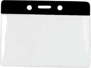 Black Horizontal 3 3-4" x 3" Color Bar Vinyl Badge Holder - 100 Badge Holders 1820-1001 - All Things Identification