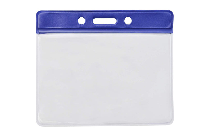 Blue Horizontal 3 3-4" x 3" Color Bar Vinyl Badge Holder - 100 Badge Holders 1820-1002 - All Things Identification