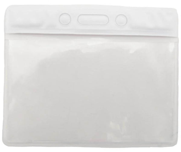 White Horizontal 3 3-4" x 3" Color Bar Vinyl Badge Holder - 100 Badge Holders 1820-1008 - All Things Identification