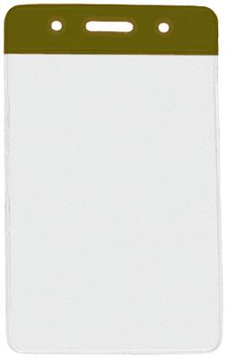Olive Vertical 2 7-16" x 4" Color Bar Vinyl Badge Holder - 100 Badge Holders 1820-1053 - All Things Identification