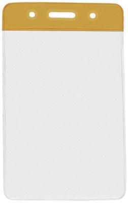 Gold Vertical 2 7-16" x 4" Color Bar Vinyl Badge Holder - 100 Badge Holders 1820-1057 - All Things Identification