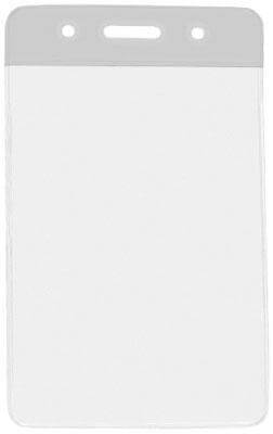 Gray Vertical 2 7-16" x 4" Color Bar Vinyl Badge Holder - 100 Badge Holders 1820-1058 - All Things Identification