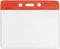 Red Horizontal 4 1-4" x 4 3-8" Color Bar Vinyl Badge Holder - 100 Badge Holders 1820-1106 - All Things Identification