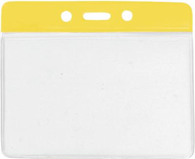Yellow Horizontal 4 1-4" x 4 3-8" Color Bar Vinyl Badge Holder - 100 Badge Holders 1820-1109 - All Things Identification