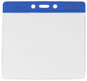 Blue Horizontal 4 1-4" x 4 3-8" Color Bar Vinyl Badge Holder - 100 Badge Holders 1820-1202 - All Things Identification