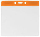 Orange Horizontal 4 1-4" x 4 3-8" Color Bar Vinyl Badge Holder - 100 Badge Holders 1820-1205 - All Things Identification