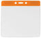 Orange Horizontal 4 1-4" x 4 3-8" Color Bar Vinyl Badge Holder - 100 Badge Holders 1820-1205 - All Things Identification