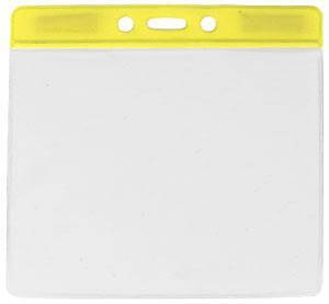 Yellow Horizontal 4 1-4" x 4 3-8" Color Bar Vinyl Badge Holder - 100 Badge Holders 1820-1209 - All Things Identification