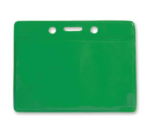 Green Horizontal  Color-Back Vinyl Badge Holder  - 100 Badge Holders 1820-2004 - All Things Identification