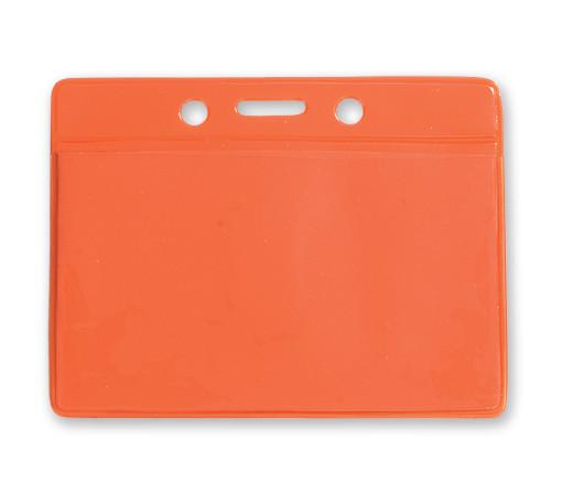 Orange Horizontal  Color-Back Vinyl Badge Holder  - 100 Badge Holders 1820-2005 - All Things Identification