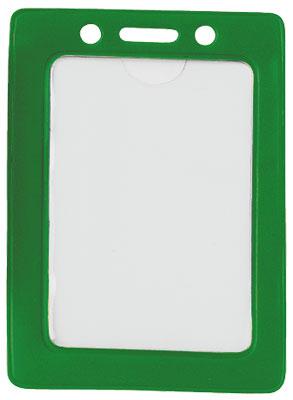 Green Vertical Color-Frame Vinyl Badge Holder  - 100 Badge Holders 1820-3004 - All Things Identification