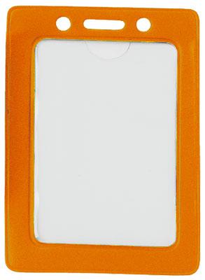 Orange Vertical Color-Frame Vinyl Badge Holder  - 100 Badge Holders 1820-3005 - All Things Identification