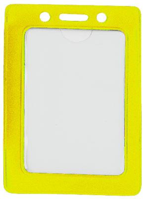Yellow Vertical Color-Frame Vinyl Badge Holder  - 100 Badge Holders 1820-3009 - All Things Identification