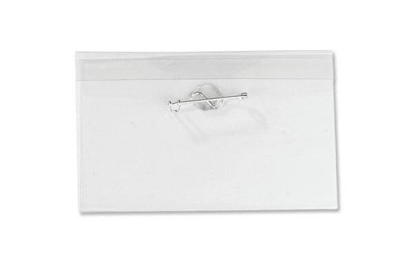 Clear Rigid Vinyl Horizontal Name Tag Holder with Nickel-Plated Steel Pin 4" x 2.5" 1825-2300 - All Things Identification