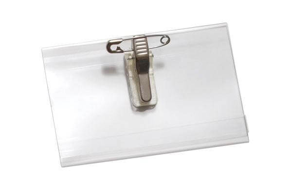 Clear Rigid Vinyl Horizontal Name Tag Holder with Pin-Clip Combo 4" x 2.5" 1825-2555 - All Things Identification