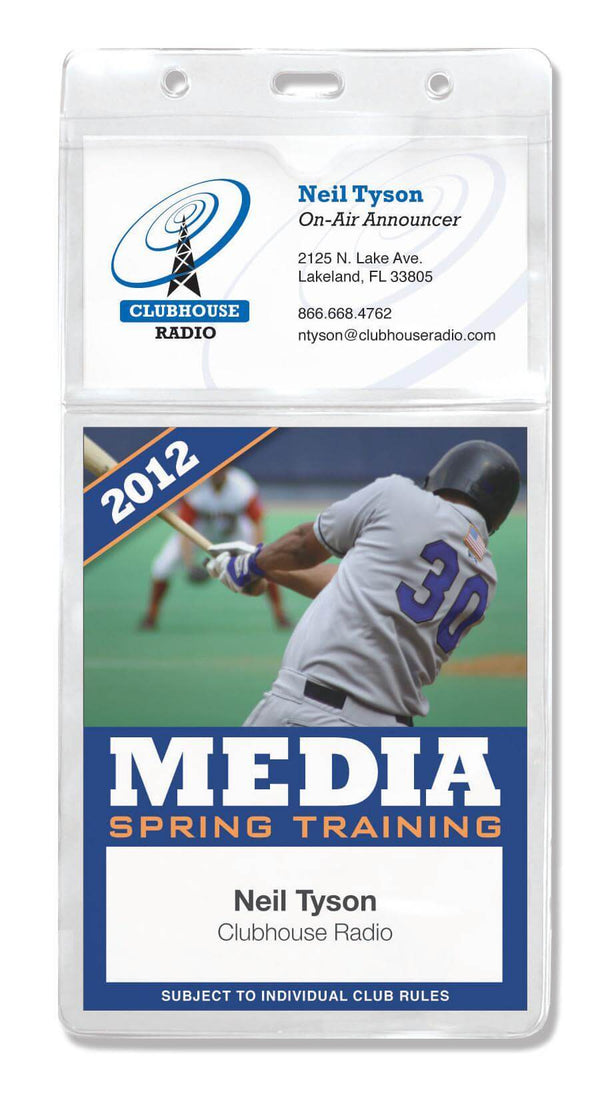 Clear Vinyl Vertical Event Size Holder, 3.75" x 2" - 3.25" x 7.25" - All Things Identification