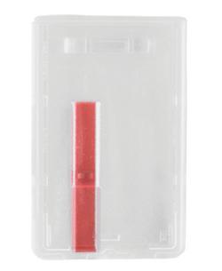 Frosted Rigid Plastic Vertical Card Dispenser with Red Extractor Slide 2.28" x 3.6" 1840-6566 - All Things Identification