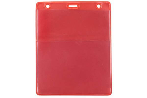 Red Vinyl Vertical Credential Wallet with Slot and Chain Holes,3" x 4.25" 1860-4006 - All Things Identification