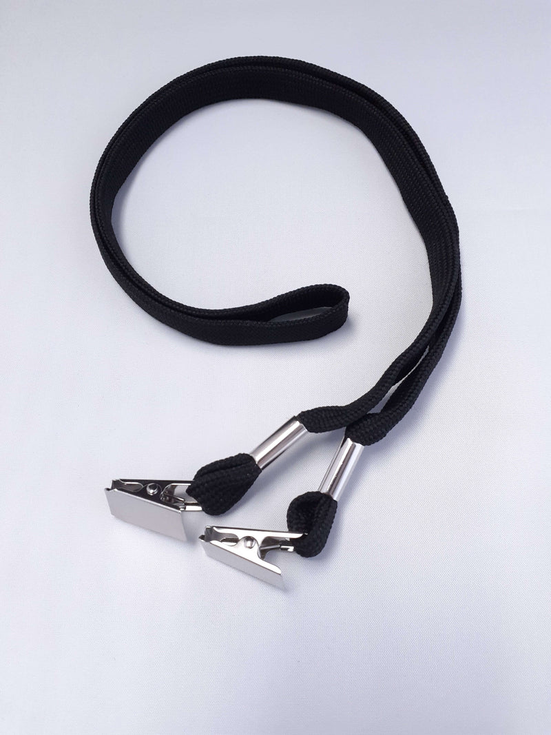 100 3/8" Double Clip Lanyards - Bulldog Clips