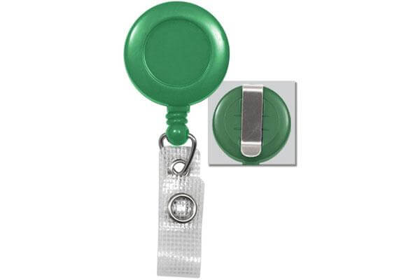Green Badge Reel with Reinforced Vinyl Strap | Belt Clip - 25 - All Things Identification