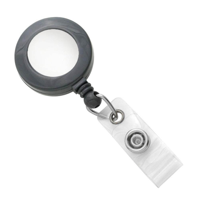 Gray Badge Reel with Reinforced Vinyl Strap | Belt Clip - 25 - All Things Identification