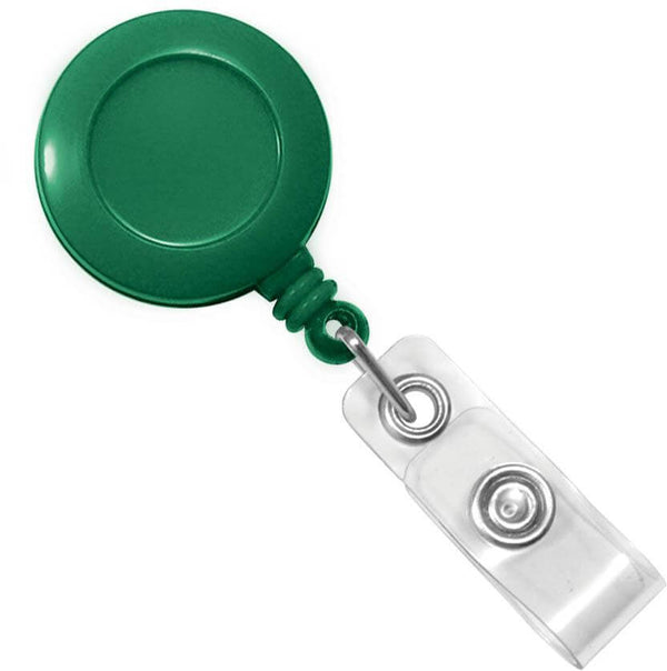 Green Badge Reel with Clear Vinyl Strap | Belt Clip - 25 - All Things Identification