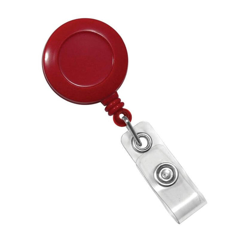 Red Badge Reel with Clear Vinyl Strap | Belt Clip - 25 - All Things Identification