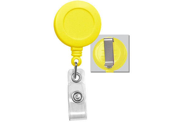 Yellow Badge Reel with Clear Vinyl Strap | Belt Clip - 25 - All Things Identification