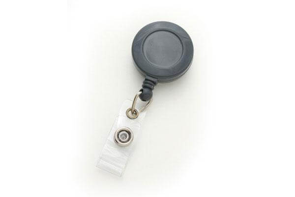 Gray Badge Reel with Clear Vinyl Strap | Belt Clip - 25 - All Things Identification