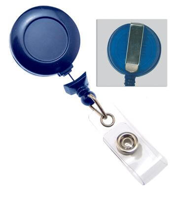 Royal Blue No-Twist Badge Reel with Clear Vinyl Strap | Belt Clip - 25 - All Things Identification