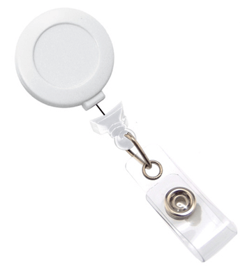 White No-Twist Badge Reel with Clear Vinyl Strap | Belt Clip - 25 - All Things Identification