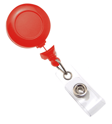 Red No-Twist Badge Reel with Clear Vinyl Strap | Belt Clip - 25 - All Things Identification
